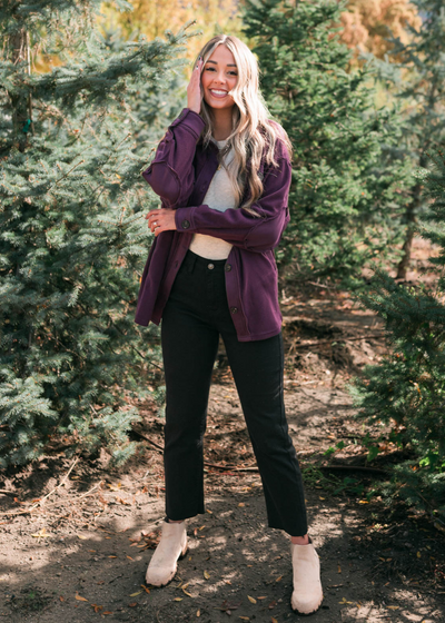 Dark plum shacket