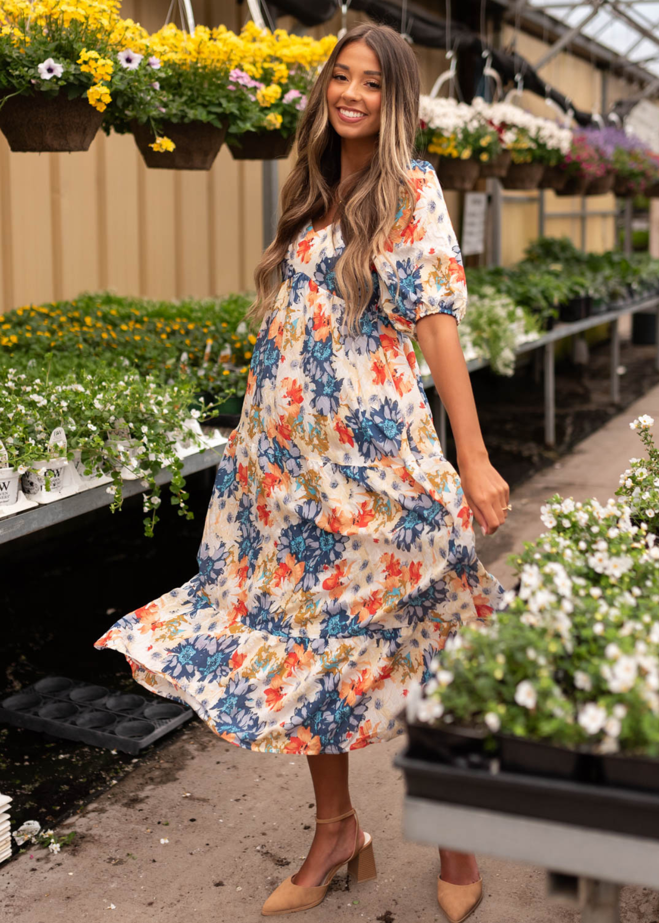 Navy floral dress