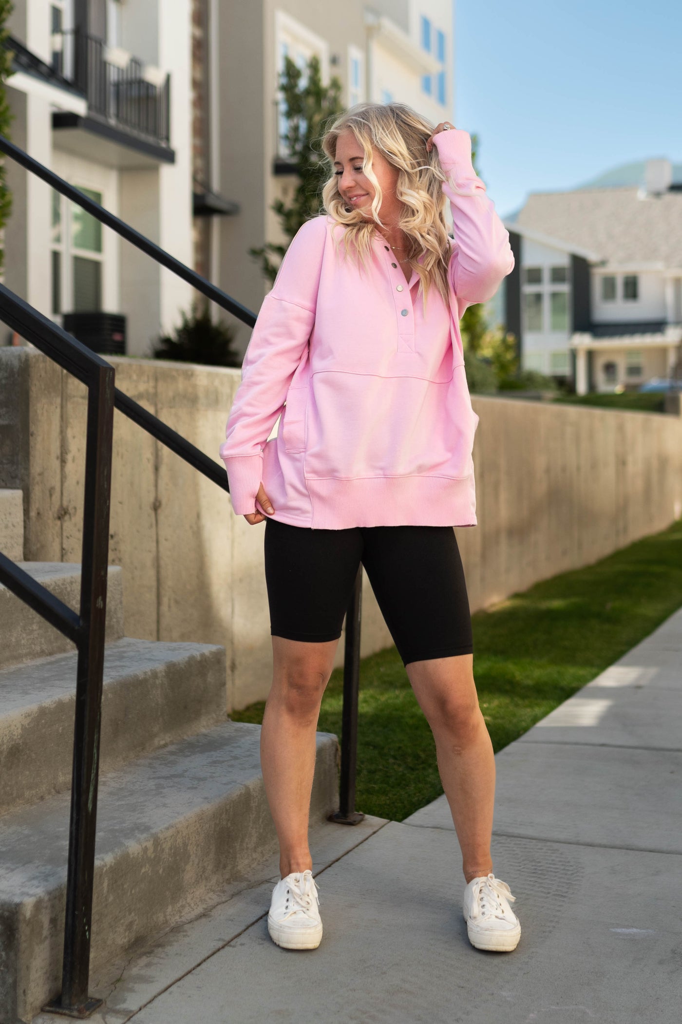 Long sleeve pink hoodie