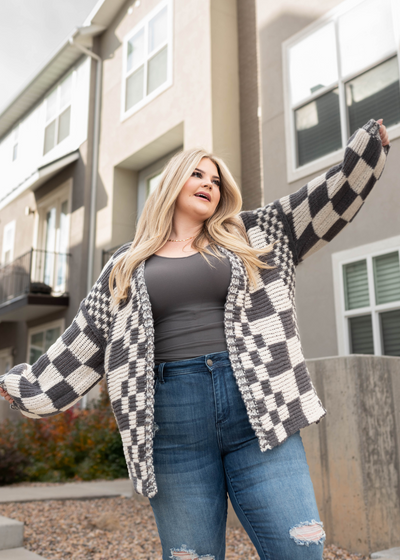 Plus size charcoal cardigan