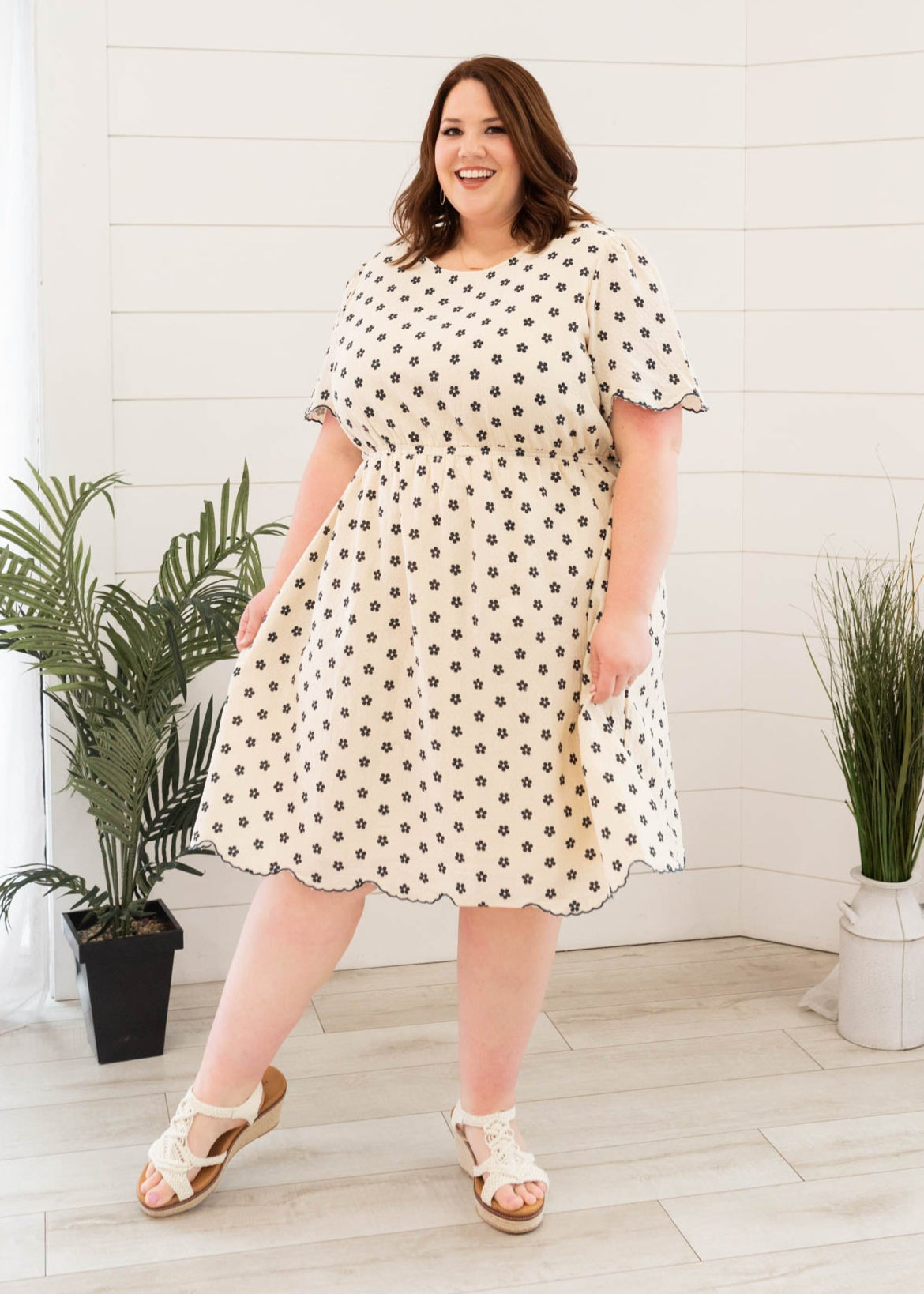 Plus size navy floral dress