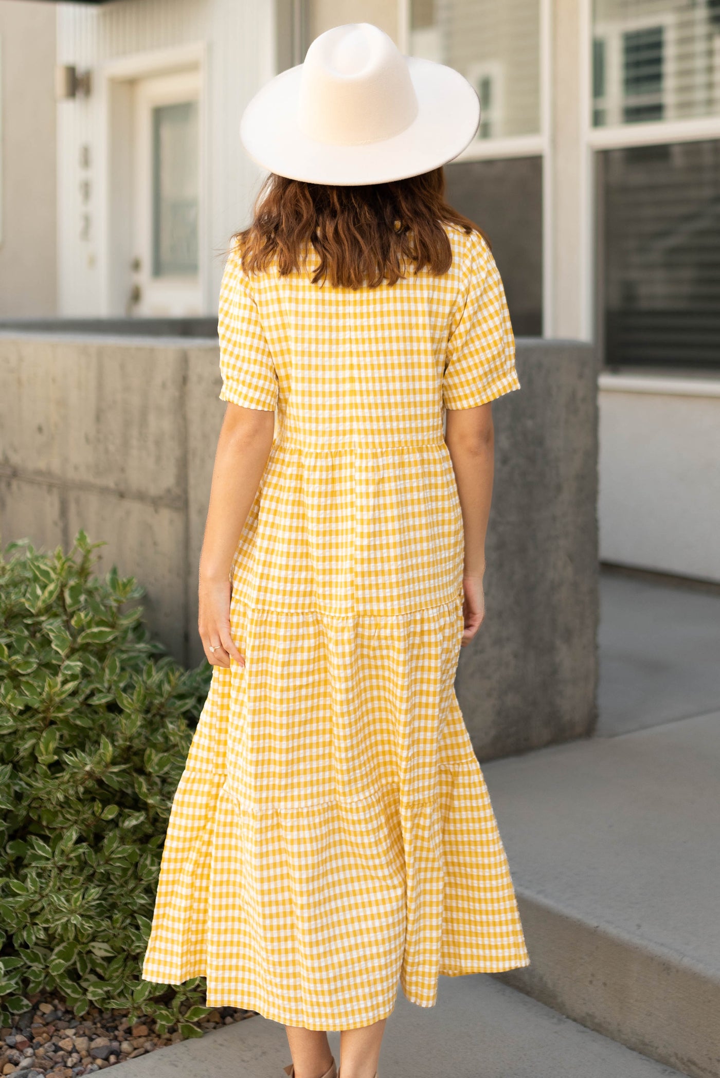 Back view of a yellow dress