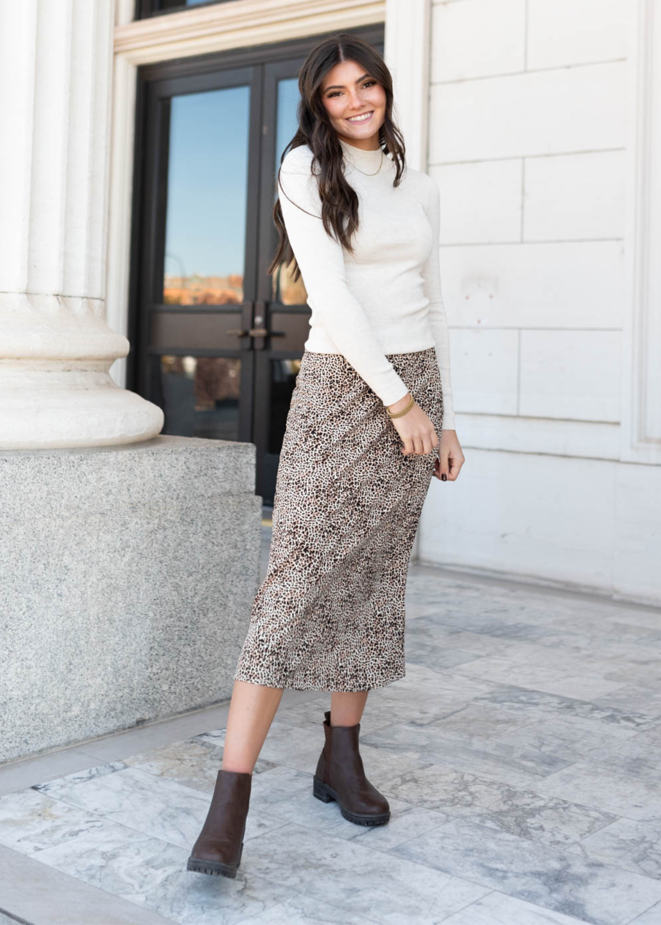 Small black leopard floral skirt