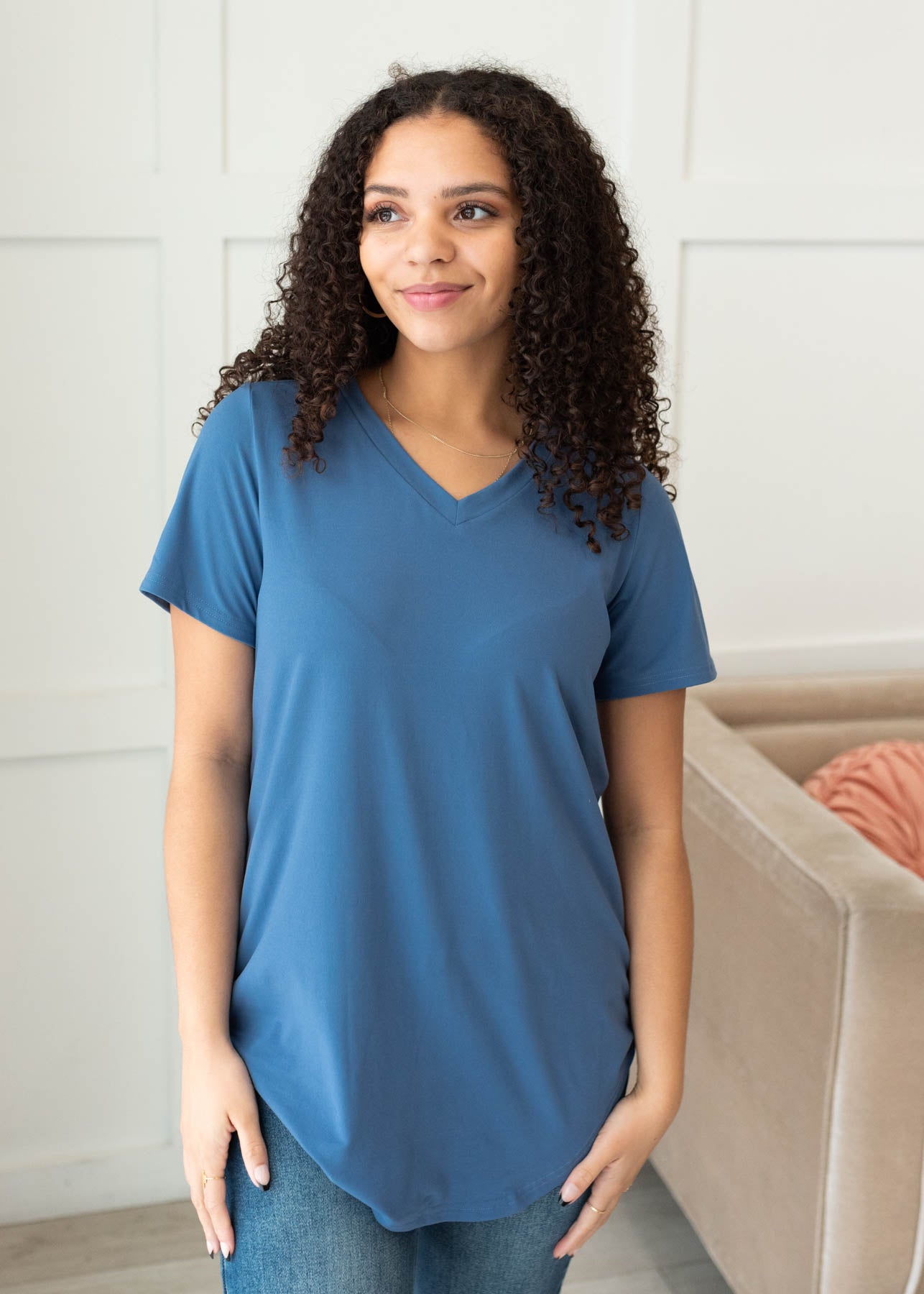 The Classic Blue V-Neck Top