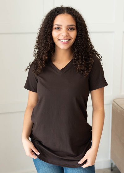 The Classic Brown V-Neck Top