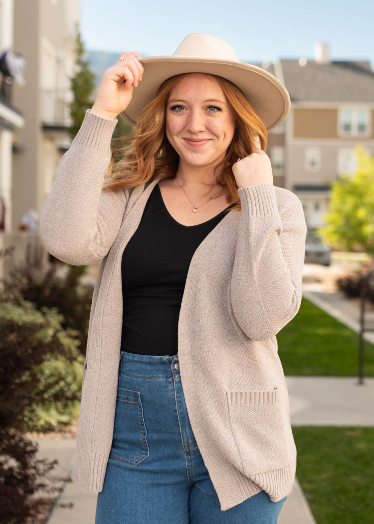 Light mocha cardigan with pockets