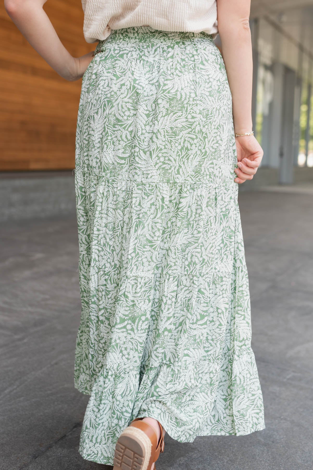 Back view of the green leaf skirt