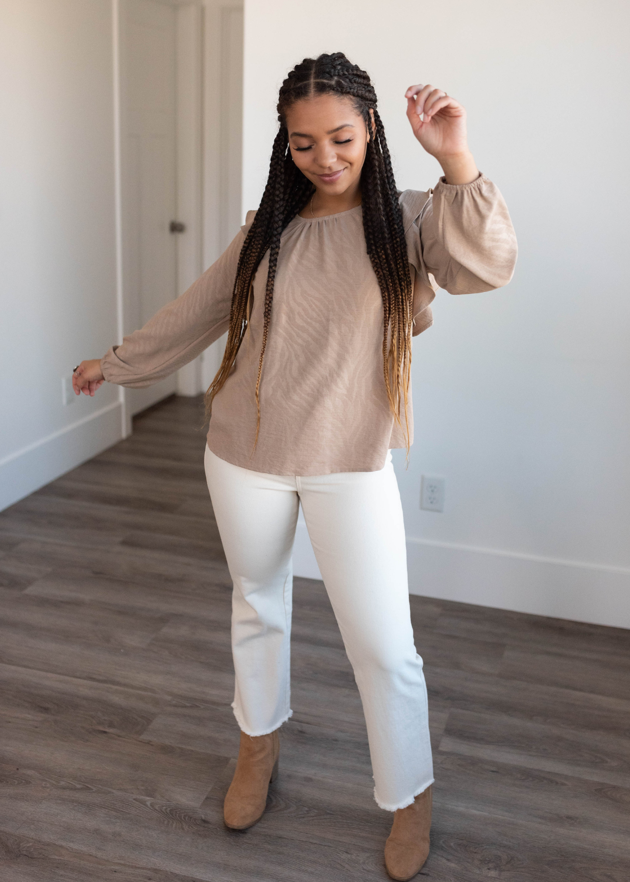 Beige long sleeve top