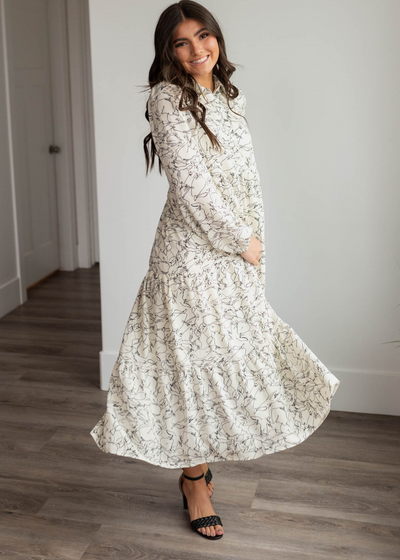 White floral pattern dress