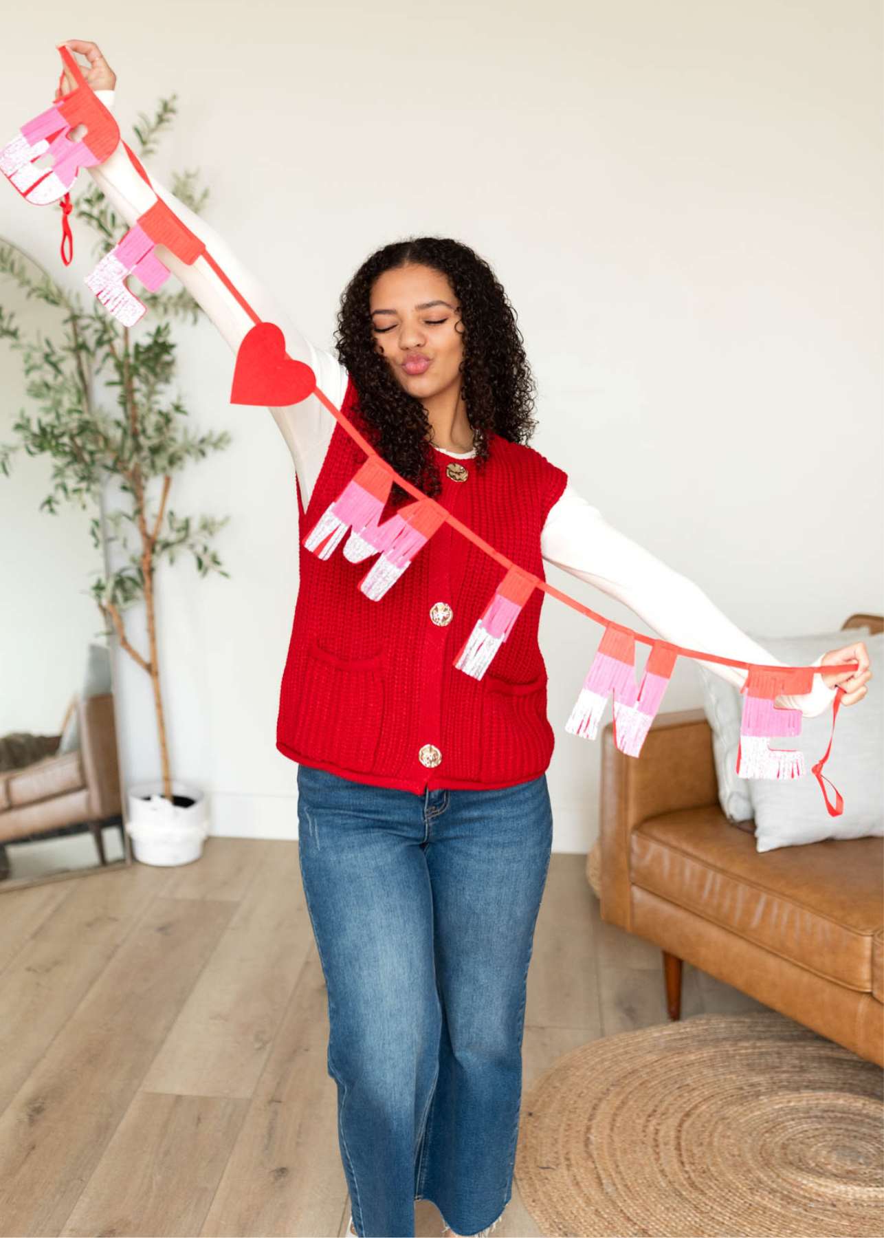 Valentina Red Knit Sweater Vest