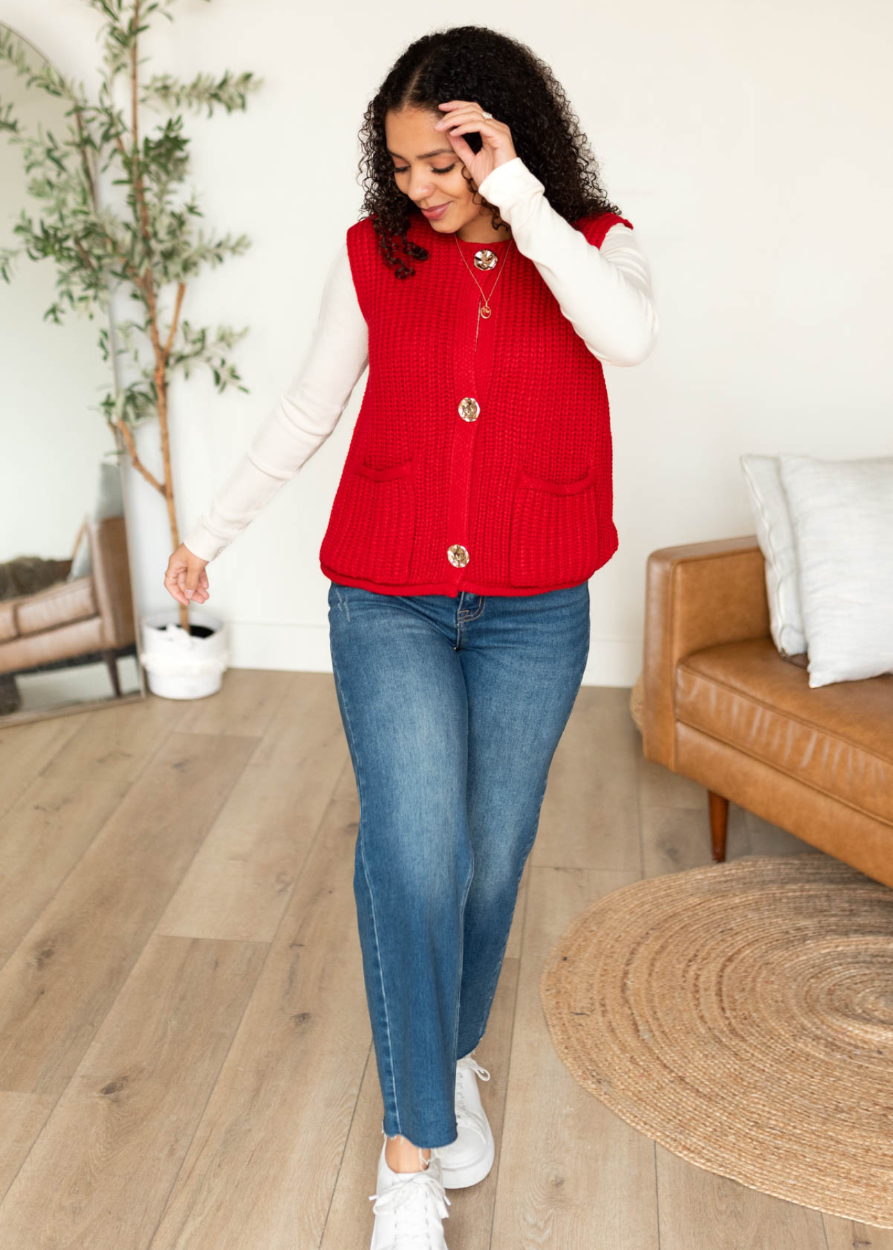 Small red knit sweater vest