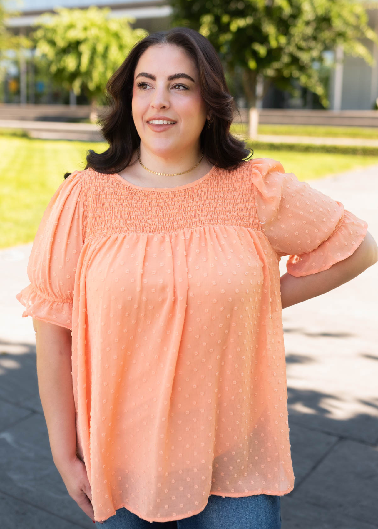 Vanessa Tangerine Dot Top