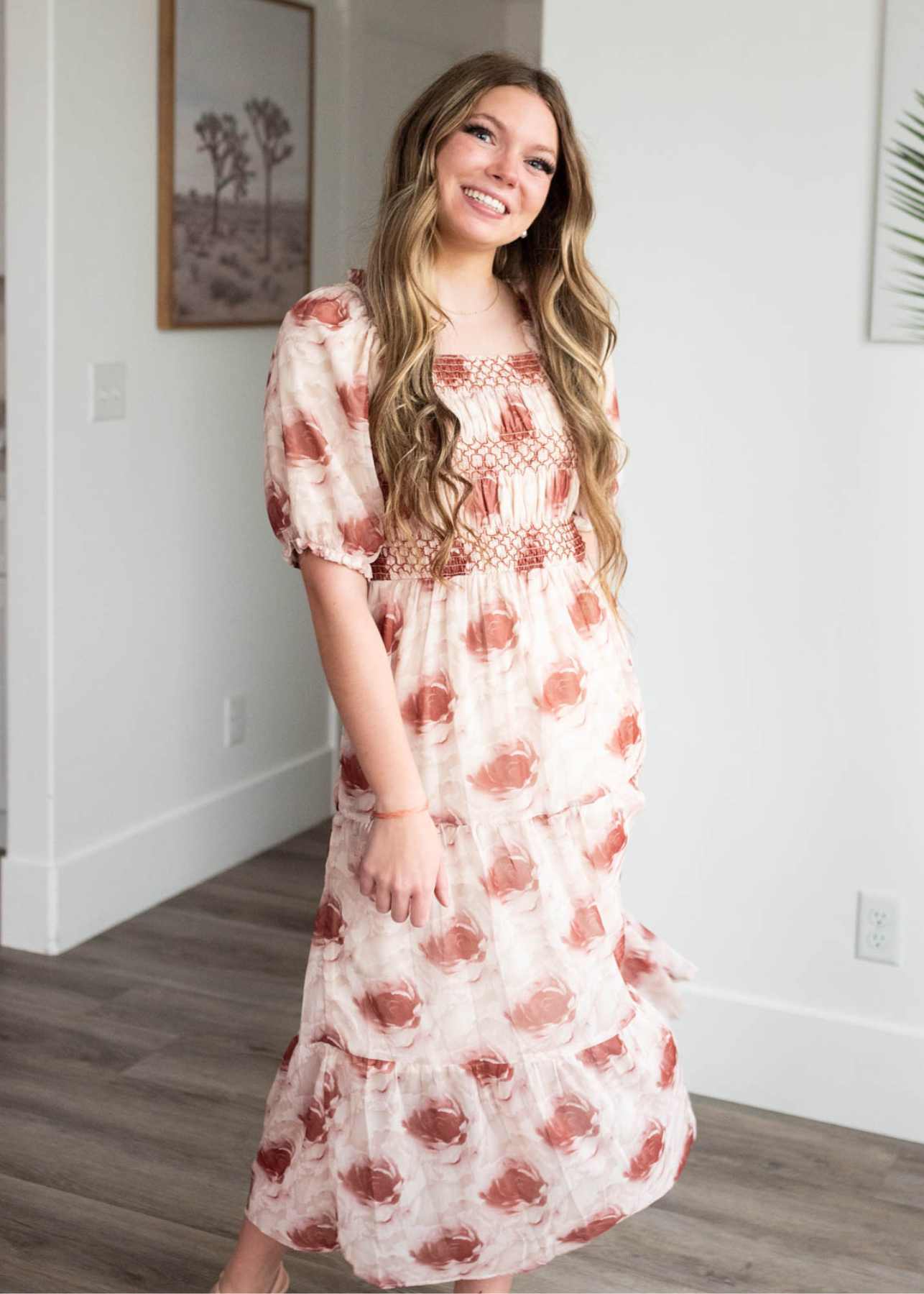 Rose floral tiered dress