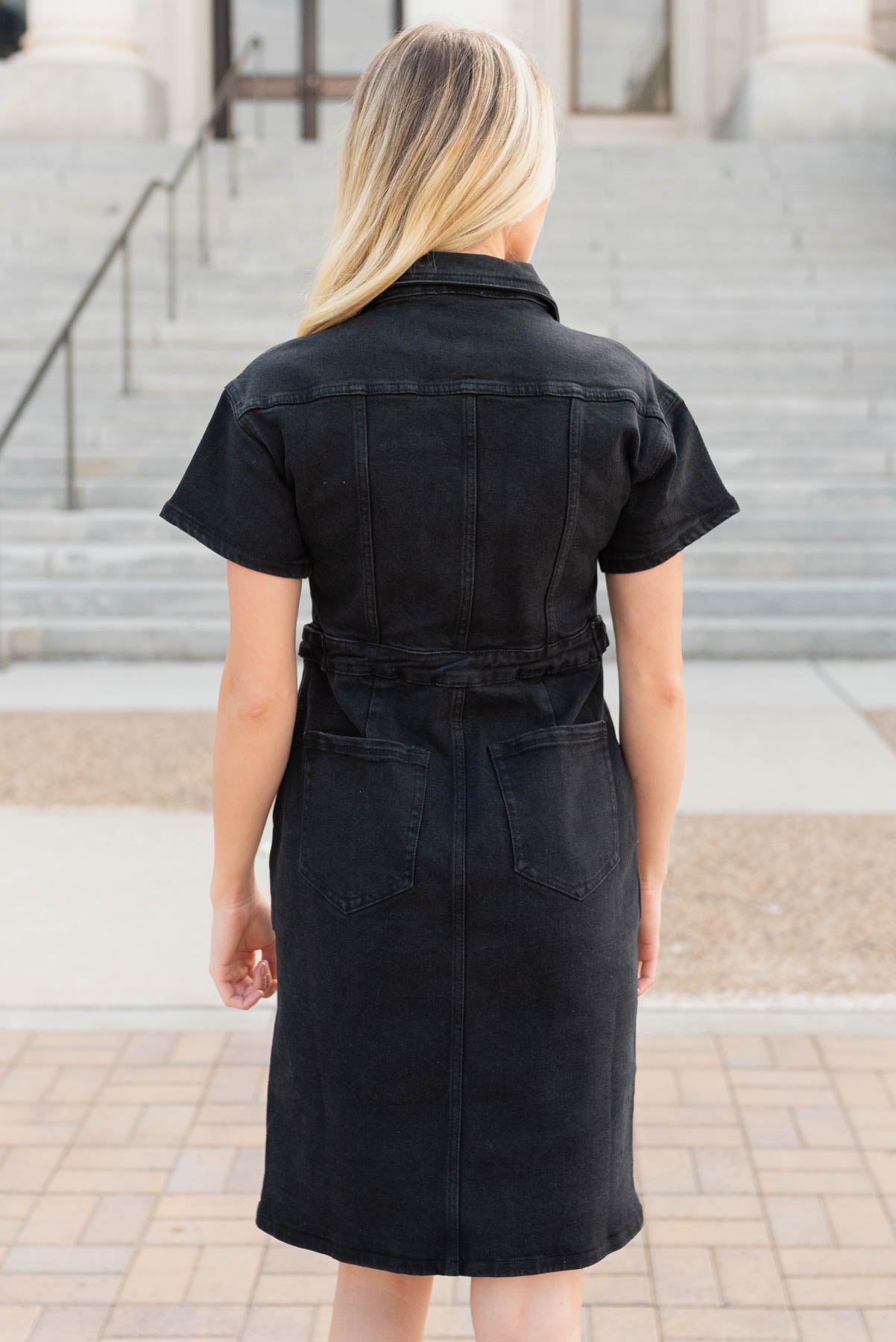 Vienna Black Denim Zipper Dress