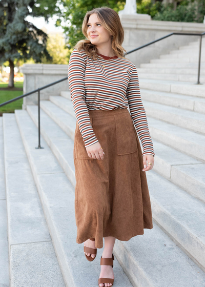 Rust stripe long sleeve top