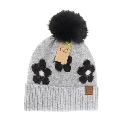 Heather light grey daisy C. C Beanie