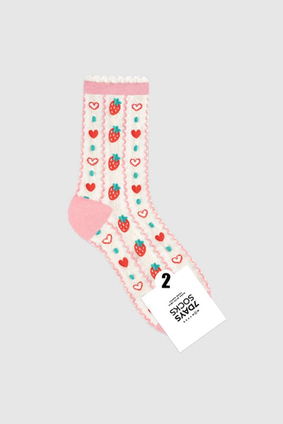 Pink Strawberry Print Socks