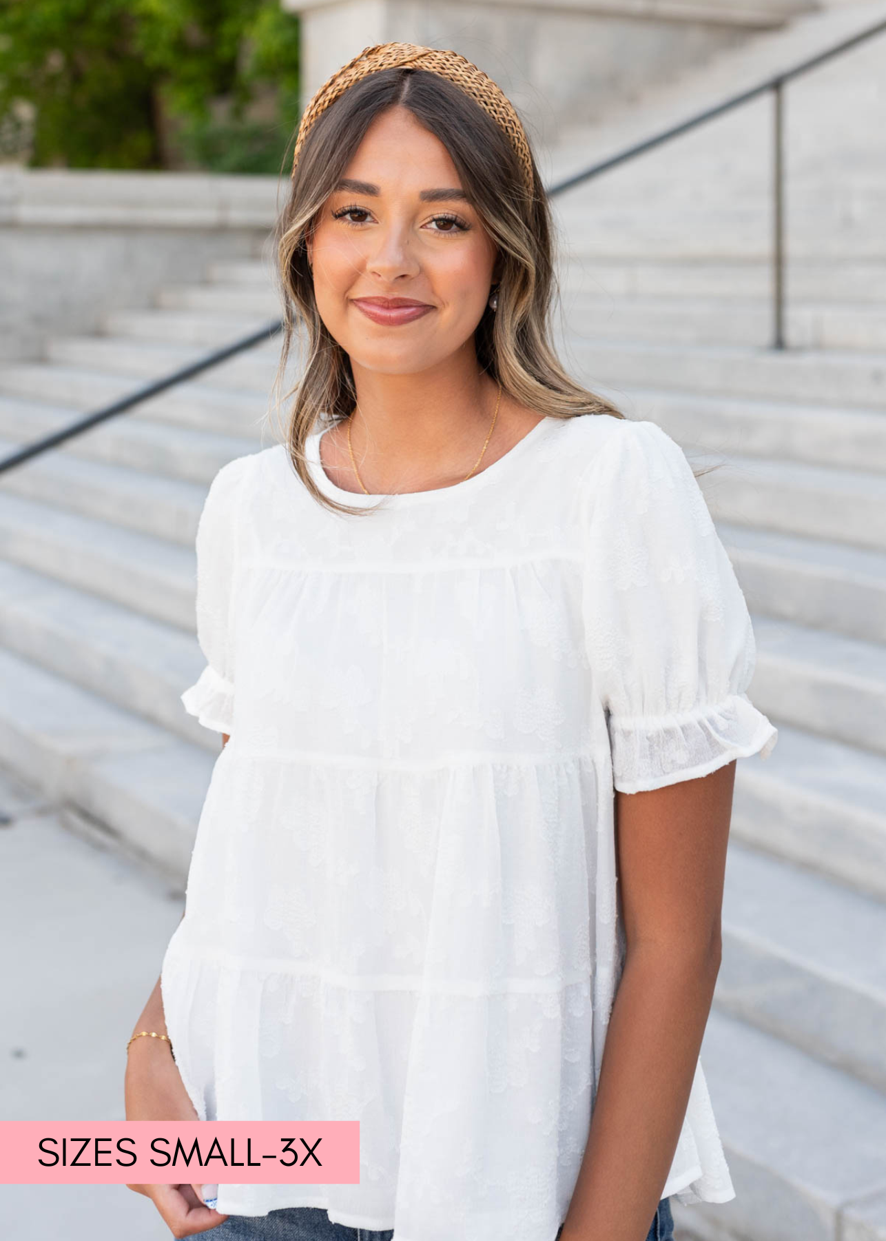 White floral ruffle top