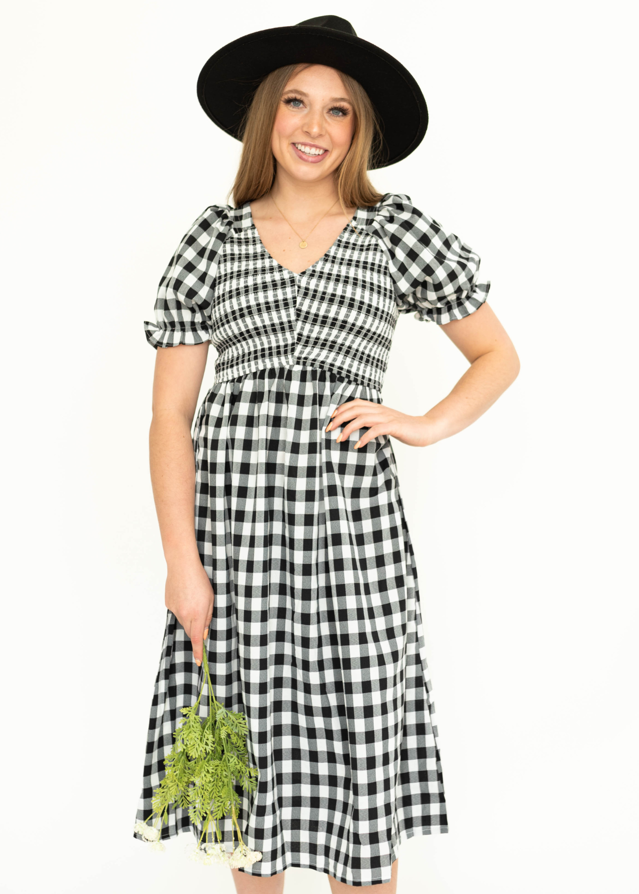 Black gingham dress