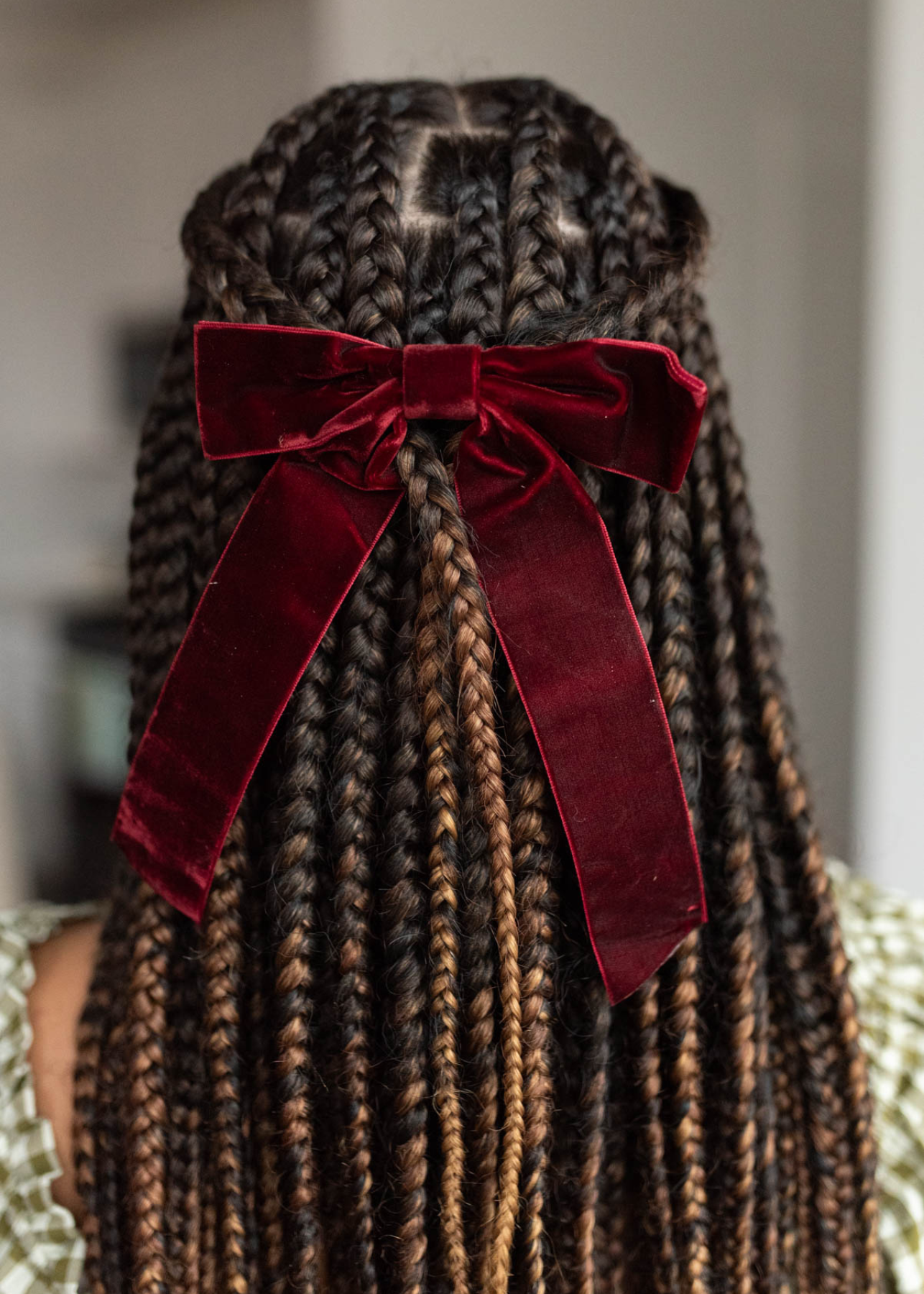 Burgundy velvet bow