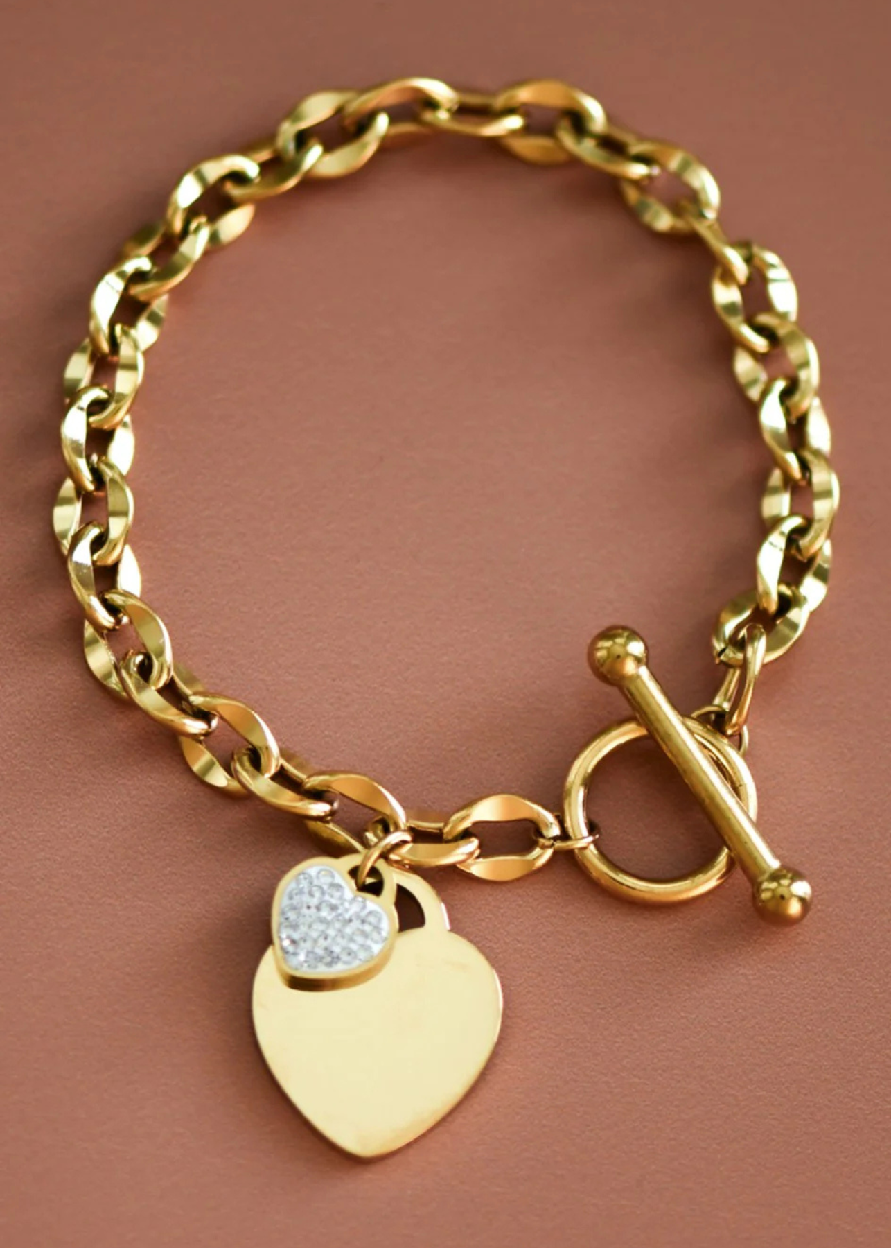 Shasta 18K Heart Chain Bracelet