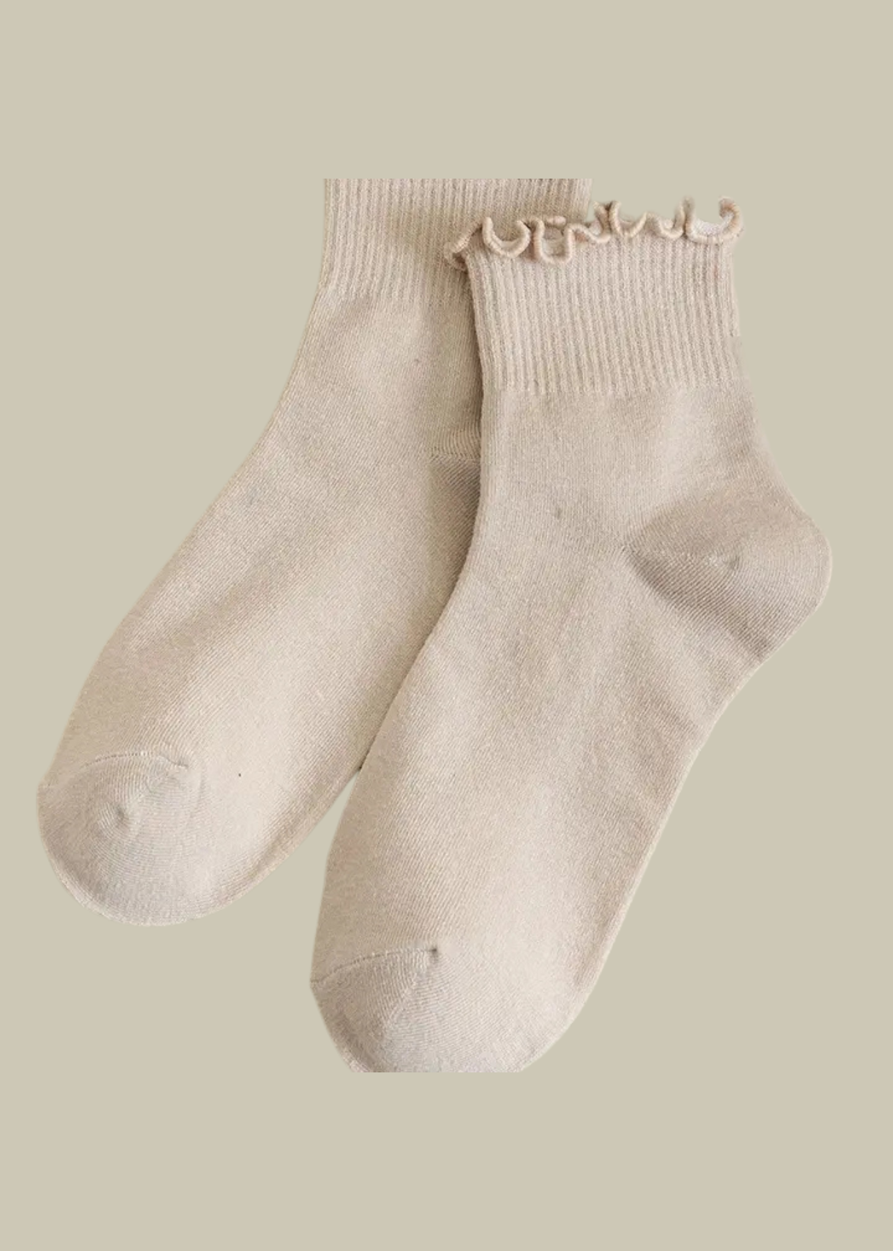 Journee Khaki Ruffle Socks