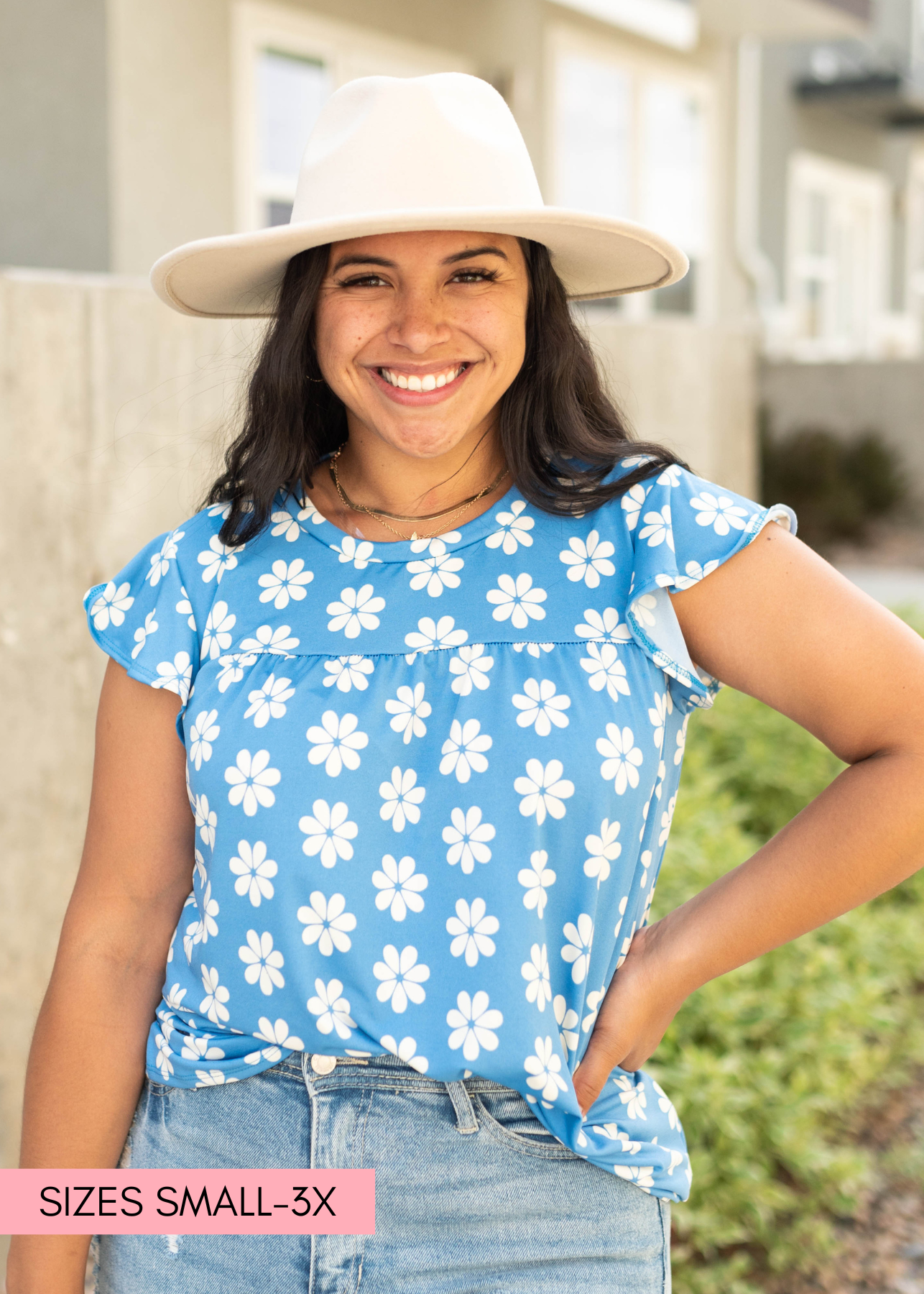 Blue floral top