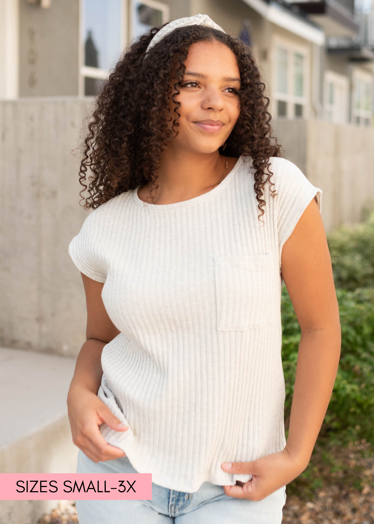 Light grey ribbed top