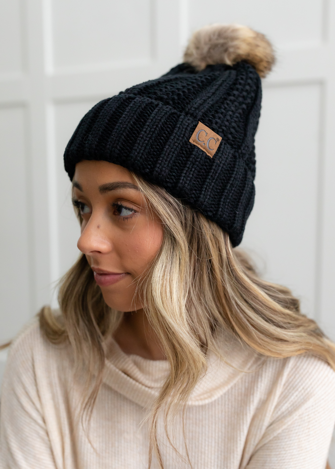 Hera Black Knit Beanie