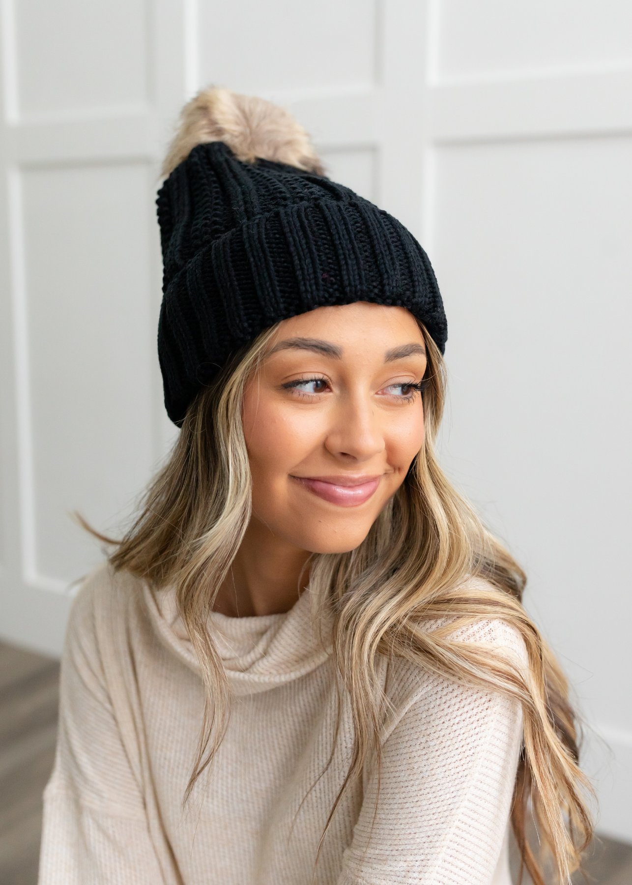 Hera Black Knit Beanie