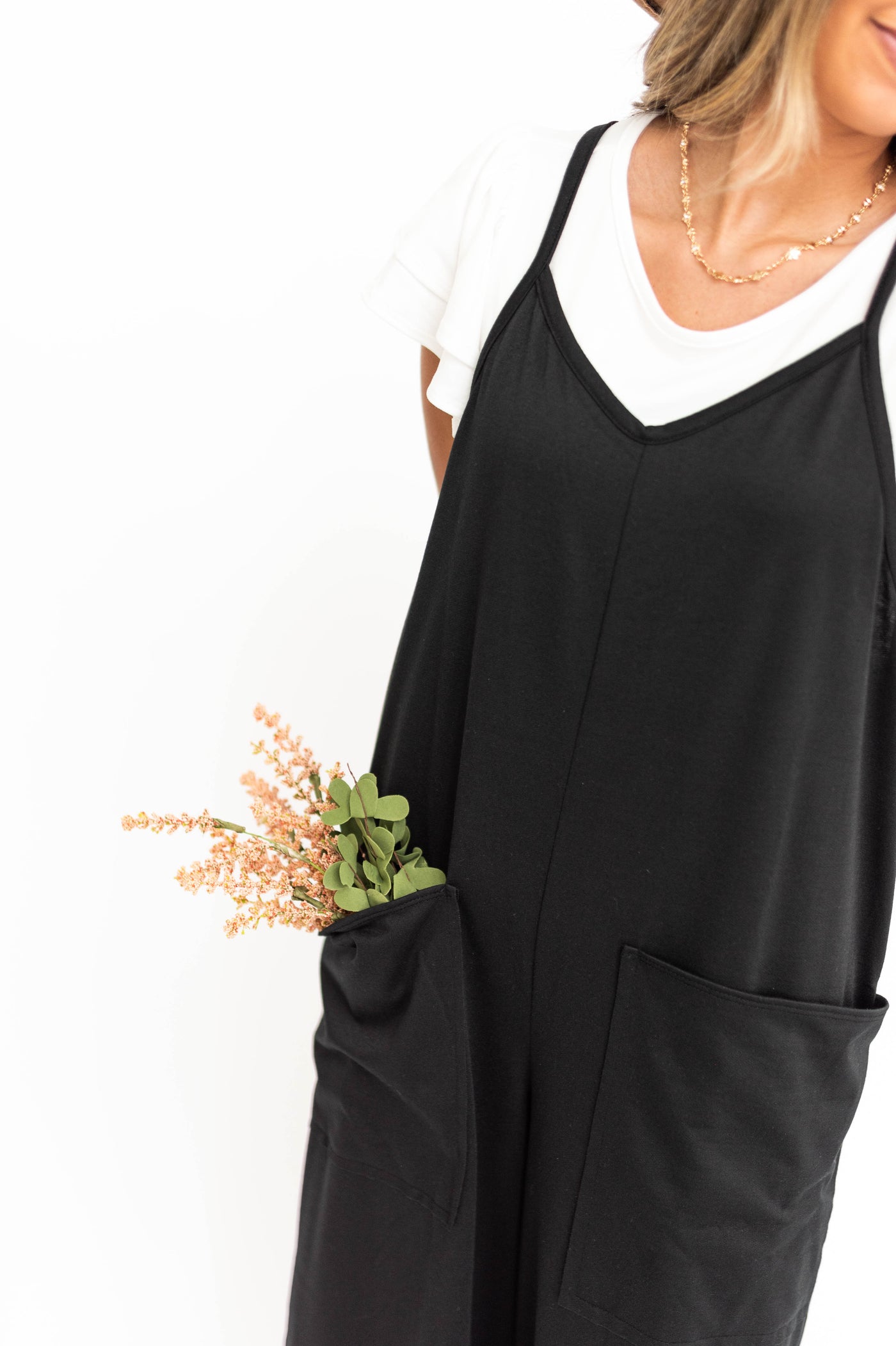 Black jumpsuit with v-neck