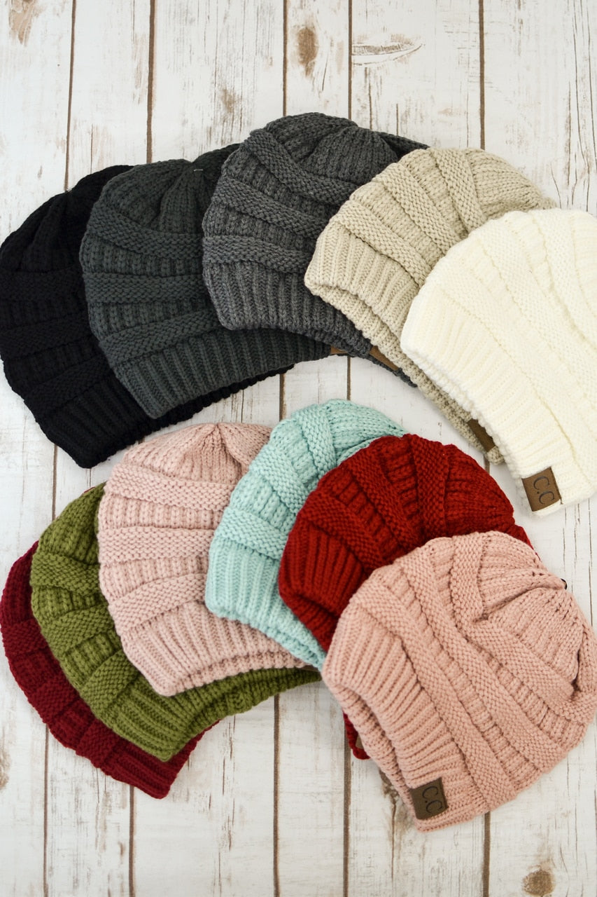 CC Beanie Thick Slouchy Knit Beanie