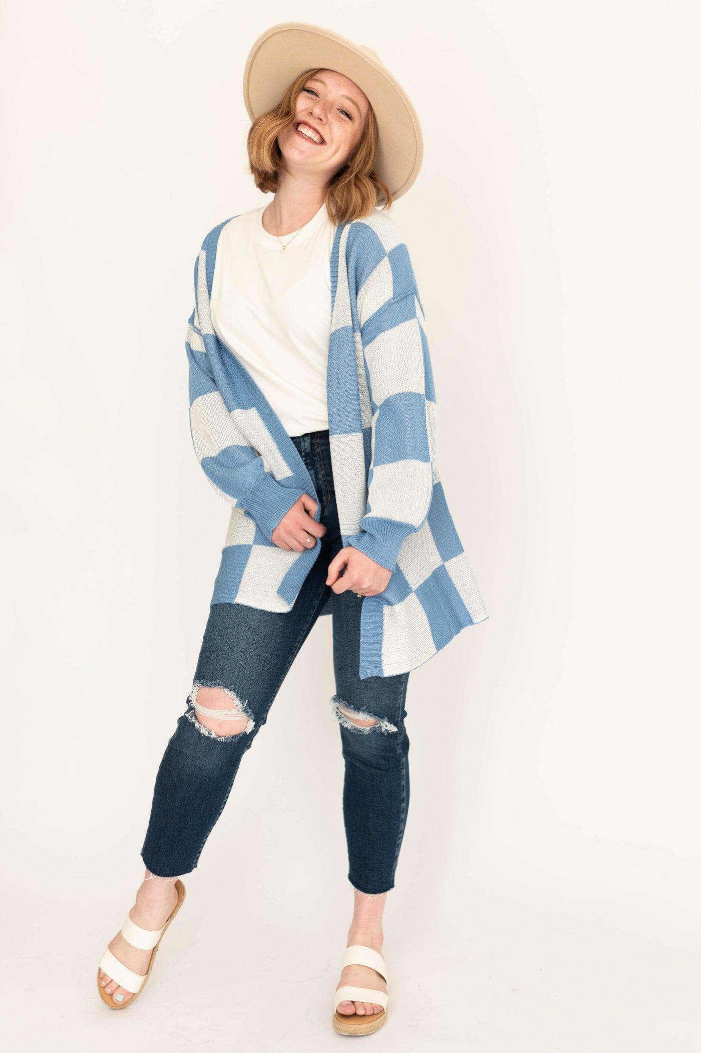 Blue long sleeve cardigan