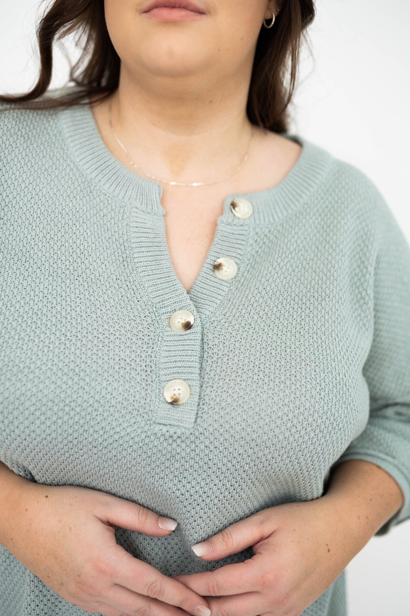 Plus size Dusty sage top with buttons