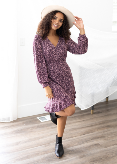 Lorena Plum Floral Dress