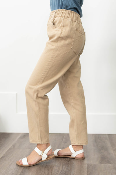 Side view of khaki pants