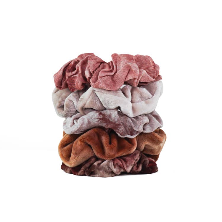 Rust Tie Dye Scrunchies 5-Pack